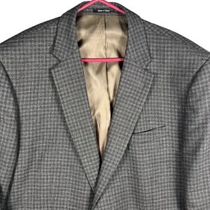 Joseph & Feiss Gold Sport Coat Mens 48R Gray Glen‎ Plaid 100% Wool Executive Fit